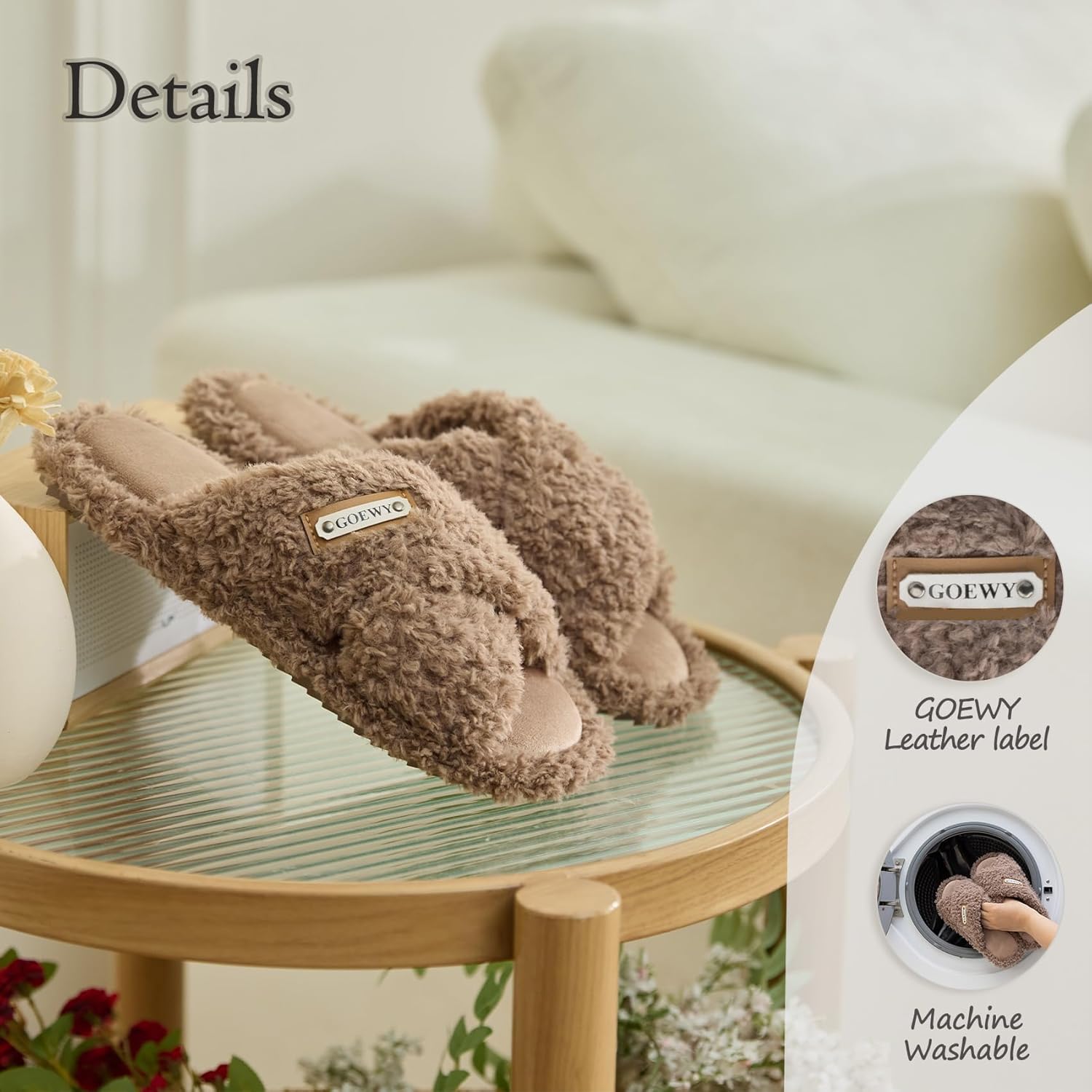 Women's Open Toe Slippers with Memory Foam -Fuzzy Soft Indoor Outdoor Cross Band House Slides, Non-Slip Cozy Sandals Gifts for Women, Mom, Ladies, Bridesmaid - Image 6