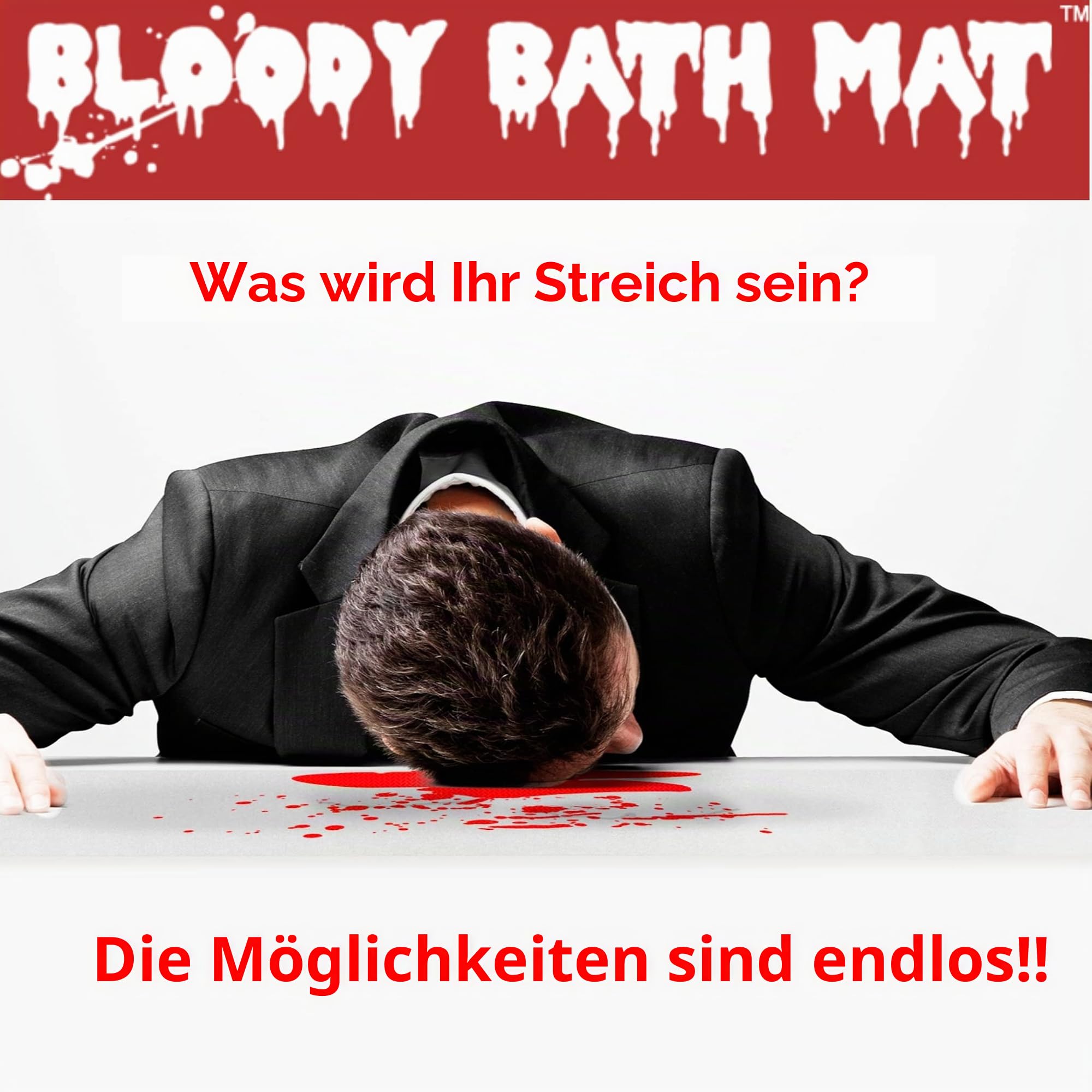 Bloody Badematte – Kombi-Set mit 2 Matten, die rot Werden, wenn sie nass sind – eine große und eine kleine Matte – ideal für lustige Gag-Geschenke – Fußabdrücke Verschwinden wie Magie