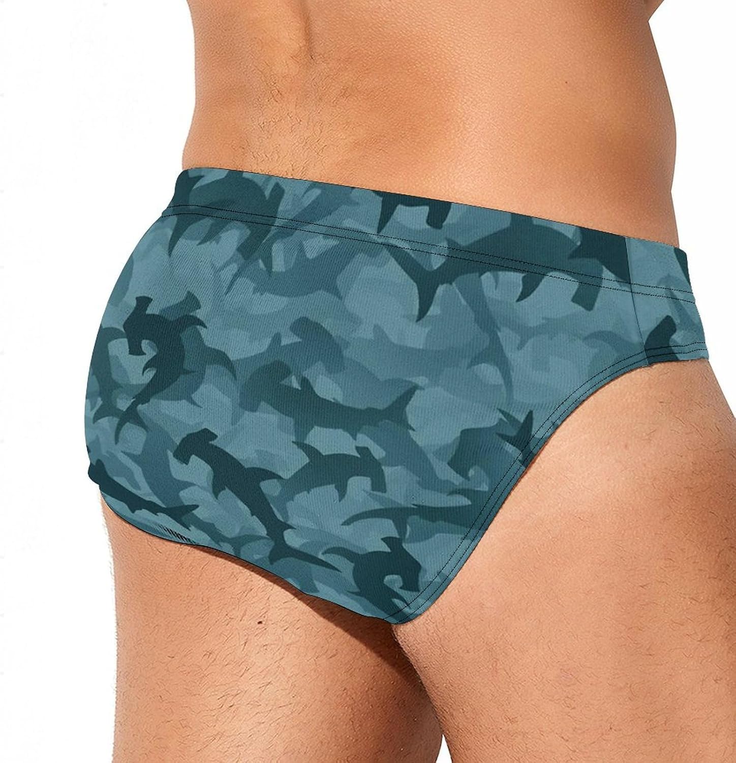 Abstract Shark Pattern Mens Swim Briefs Print Bikini Swimwear Sport Swimsuit Surf Shorts Trunks
