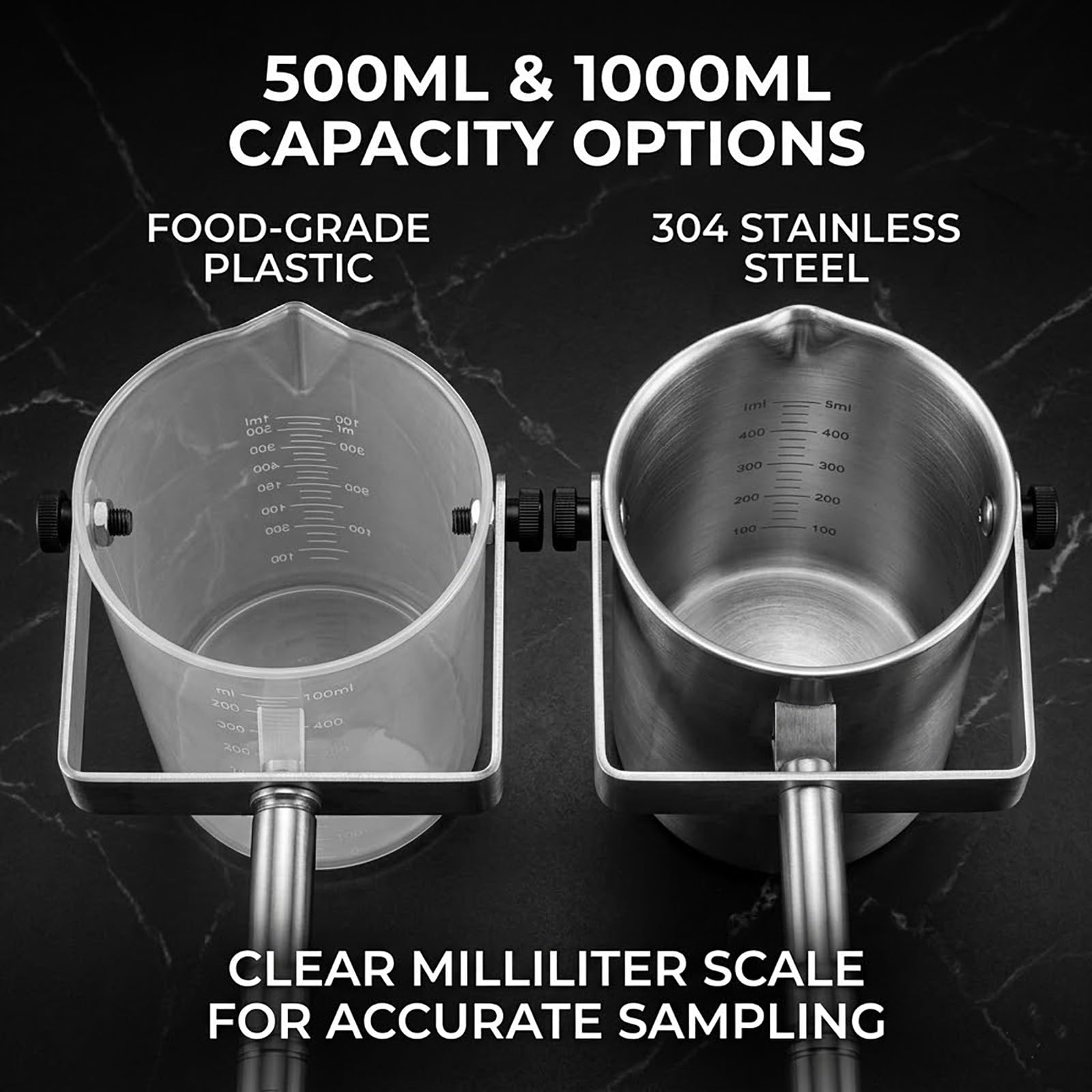 Dehnbarer Schöpfbecher for Wasserproben – Teleskopstange, 500-ml-1000-ml-Becher mit graduiertem Auslauf for die Probenahme von Flüssigkeiten(Steel(1000ml),400cm/157in)