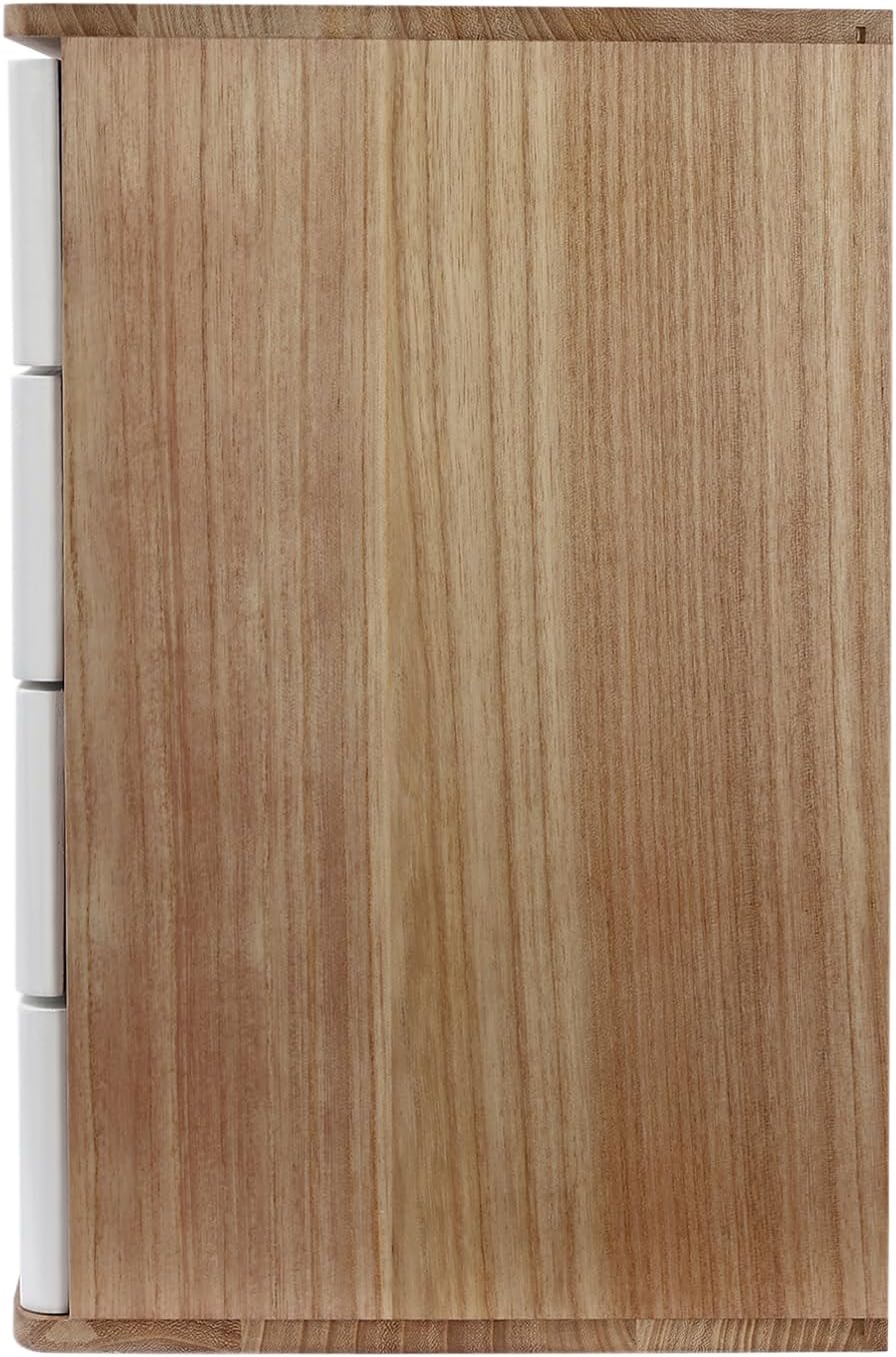 Desktop Wooden Storage Organizer, 4-Drawers Desk Storage Box With Lock, Wood Storage Shelf Rack, Night Stand Table Organizer, Stackable Wooden Tool Box for Home Office, No Assembly Required