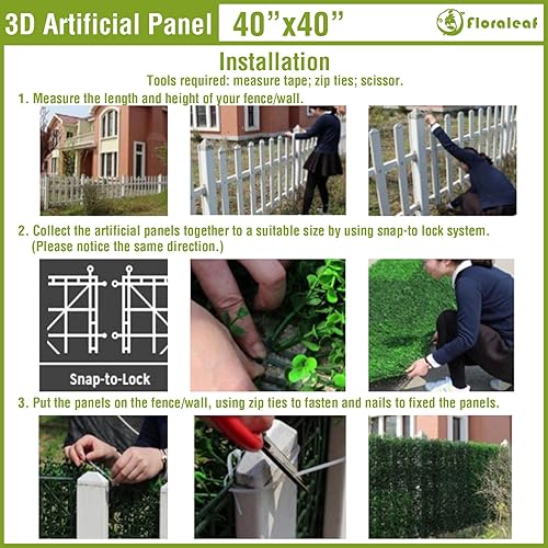 Miniatura 6 de Paneles artificiales de boj de 40 x 40 pulgadas, pantalla de privacidad para plantas de seto topiario, pantalla de privacidad de hiedra sintética,