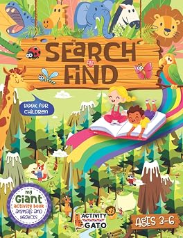Search and Find book for Children ages 3-6 I Spy book for 3,4,5 and 6 year old, Animals activity book year old boy and girls, Hidden Pictures seek and find book for kids Big Kindergarten Workbook