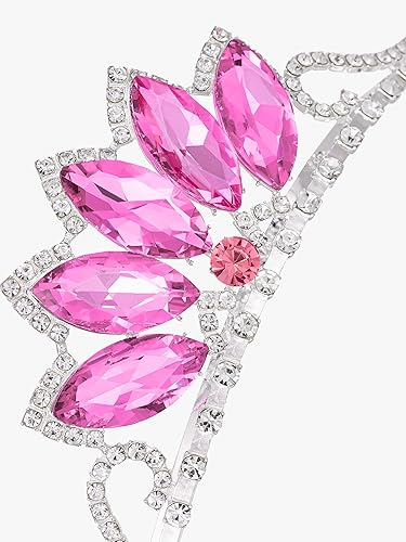 Miniatura 4 de SWEETV Tiara de princesa para niñas pequeñas, corona de cumpleaños, diadema para niñas, diadema de cristal, accesorios para el cabello