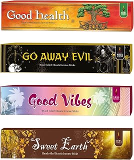 Soul Sticks Hand-Rolled Incense Sticks Variety 4 Pack | 100% Natural Masala Incense Organic Home Fragrance Agarbatti | 15 Grams Per Pack - 60 Grams Total (Positive Vibes)