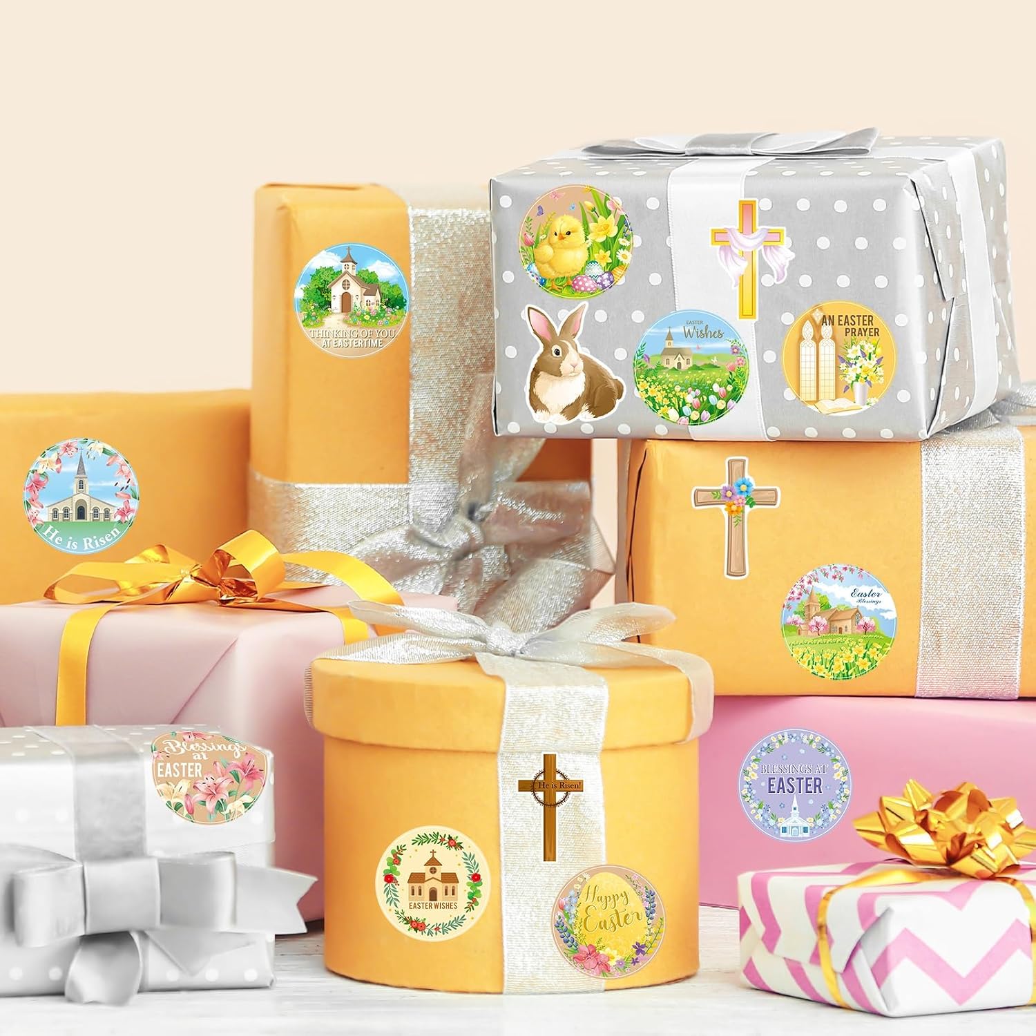 DPKOW 216pcs Christian Easter Stickers for Kis Religious Easter Party Favor Supplies, Jesus Stickers for Kids