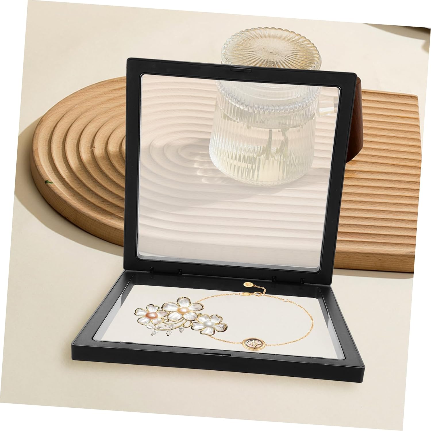Yardenfun 4pcs Floating Jewelry Storage Rack Display Stands Ring Case Fashion Design