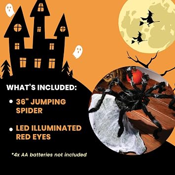 Fun World 36'' Giant Jumping Spider, Black, One Size