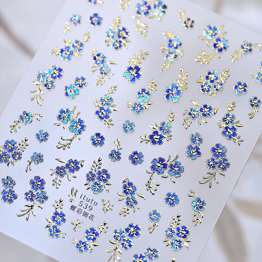 2 Sheets Flower Nail Stickers for Nail Art Silver Gold Spring Nail Art Stickers Bohemian Style Design 5D Embossed Butterfly Nail Decals Star Heart Nail Art Supplies for Women Gilrls