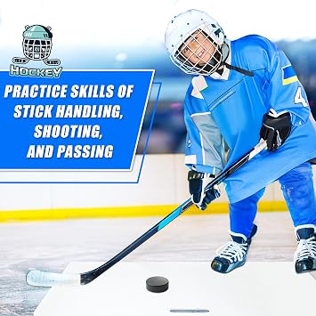 Deekin Hockey Shooting Pad Pucks Board Practice Shooting Stickhandling Heavy Duty Ice Hockey Training Aid with Handle for Kids Adults Puck