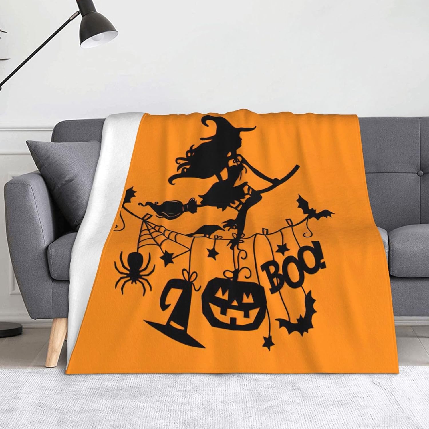 Halloween Witch Flying Print Cozy Soft Blankets Warm 50x60 in Lightweight Blanket for Camping Travel