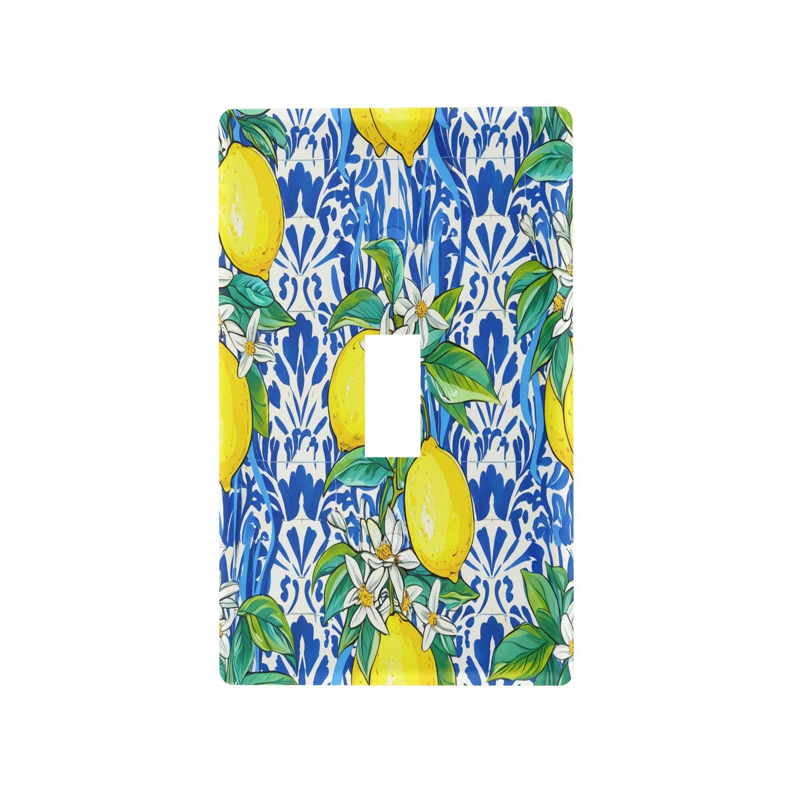 BOESI Graffiti Lemon Pattern Light Switch Cover Trim, Switch Panel Trim, Receptacle Cover, Double Receptacle Receptacle Cover, 4.53 * 2.76 inches
