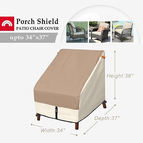 Miniatura 5 de Porch Shield Funda para muebles de patio, funda rectangular de 108 x 70 pulgadas con funda para silla de exterior, 34 pulgadas de ancho x 37