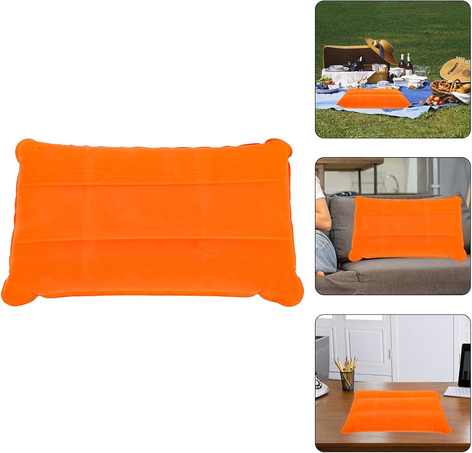 Abaodam Lightweight Inflatable Camping Pillow with Flocking Material and Neck and Waist Support, Portable Travel Sleep Pillow for Office Breaks and Hotel Use