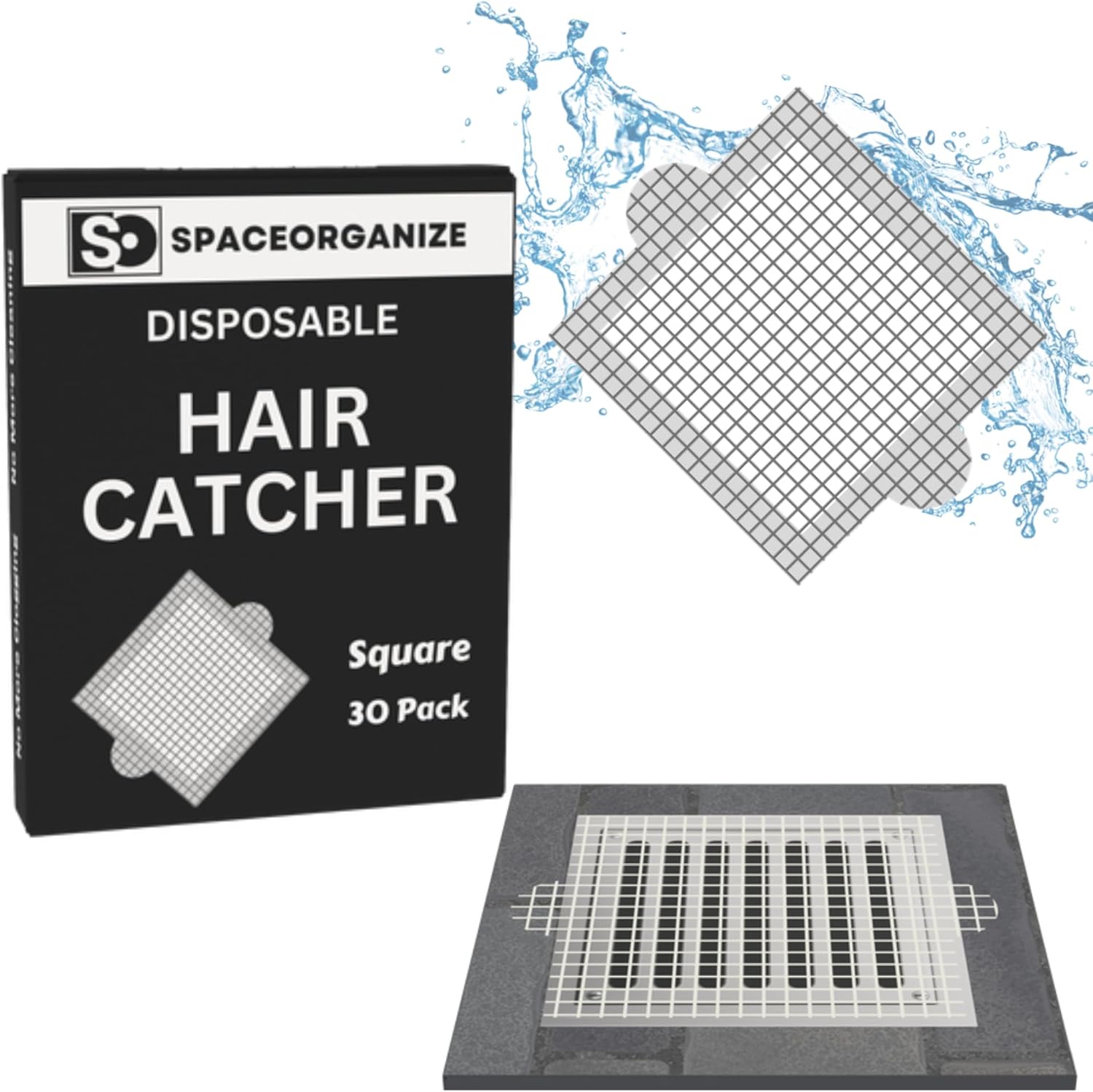 30 Pack, Disposable Shower Drain Hair Catcher Mesh Stickers, Disposable