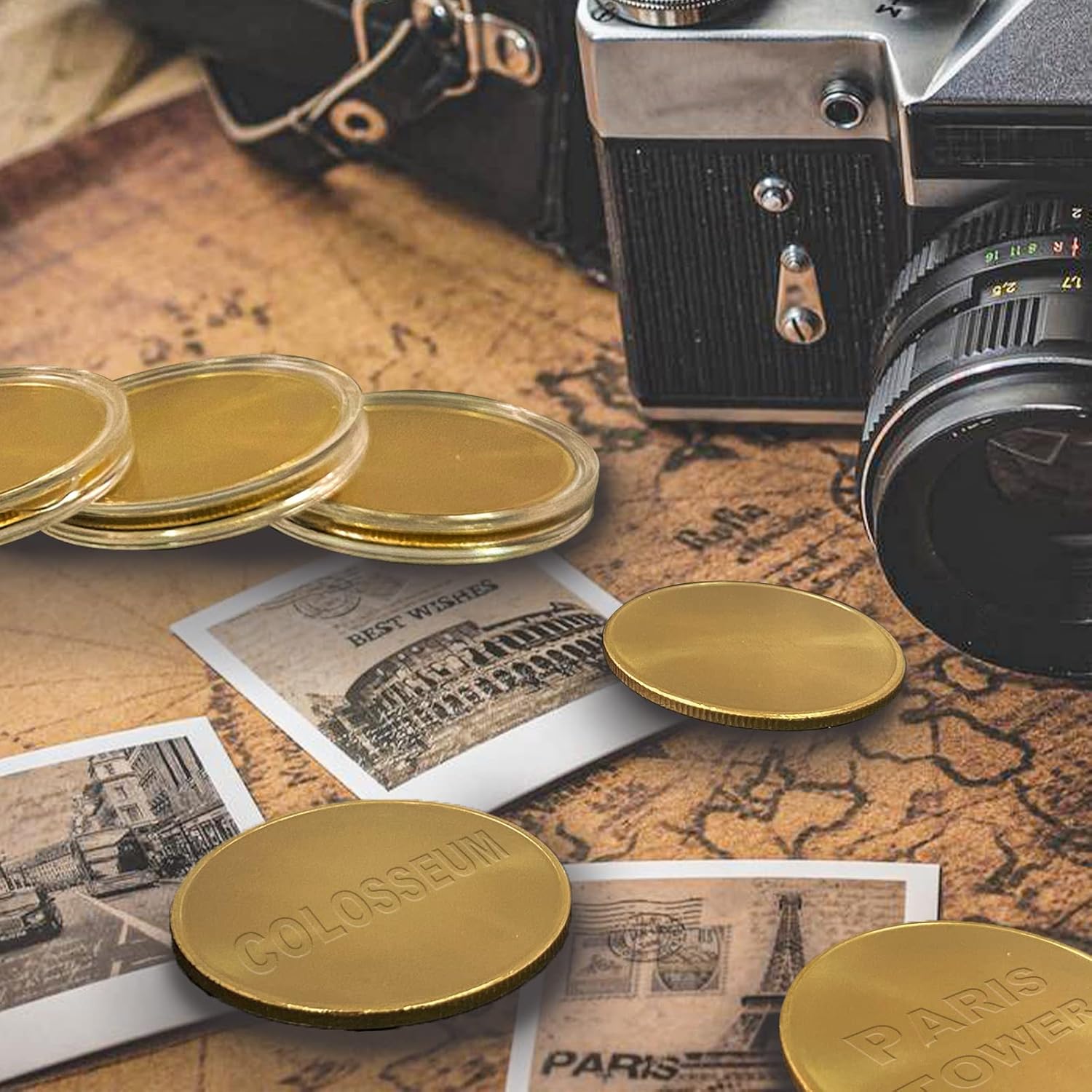 8 Pack Blank Challenge Coin Laser Engraving Coins Blanks with Threaded Edges and Acrylic Protection Box - 40mm Laser Engravable Patterns for DIY Crafts Travel and Commemorative Collections