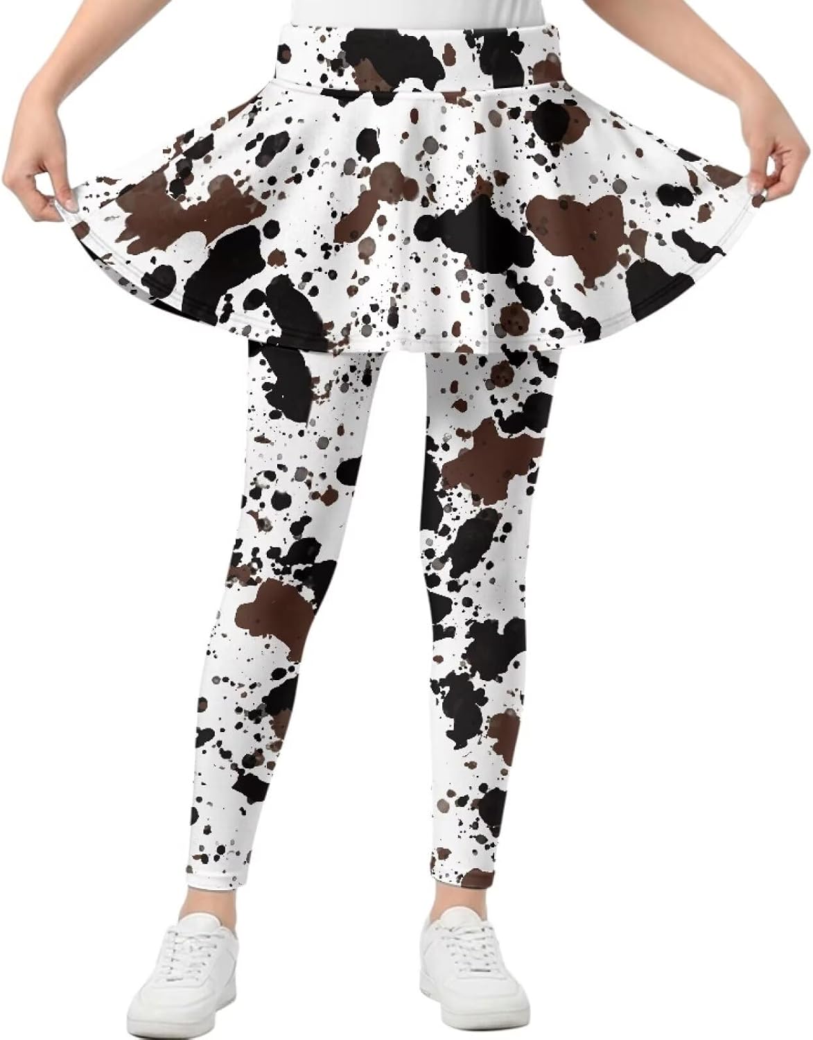 Girls Yoga Pants Elastic Waisted Leggings with Skirt for Girls Athletic Pants Kids Dance Leggings