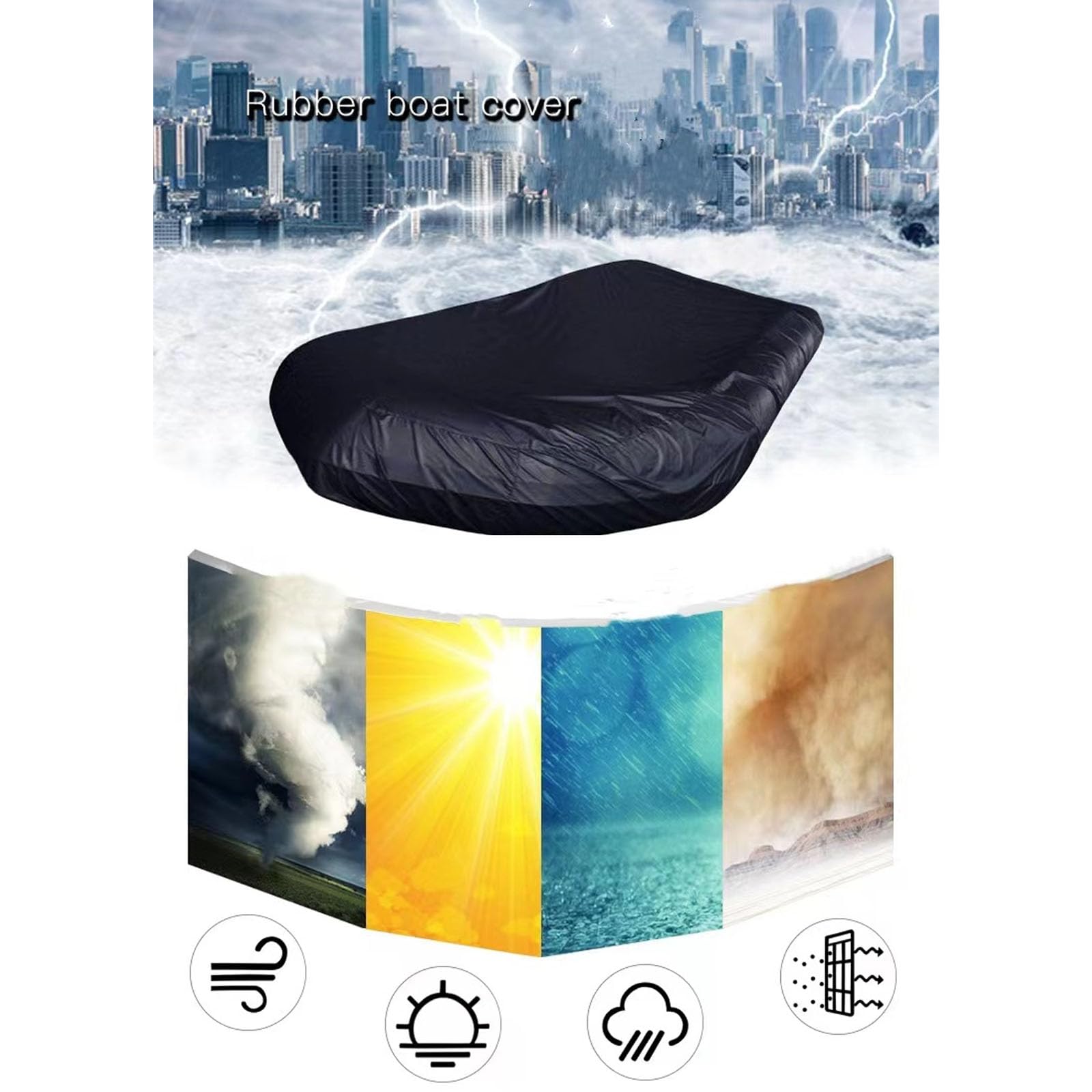 Copertura per Gommone per Kayak,Copertura per Tender Gommone,Tessuto Oxford 210D Protezione dalla Polvere del Sole UV Copertura Impermeabile per Motoscafo(Size:Extra Large/470x210x46cm,Color:Grigio)