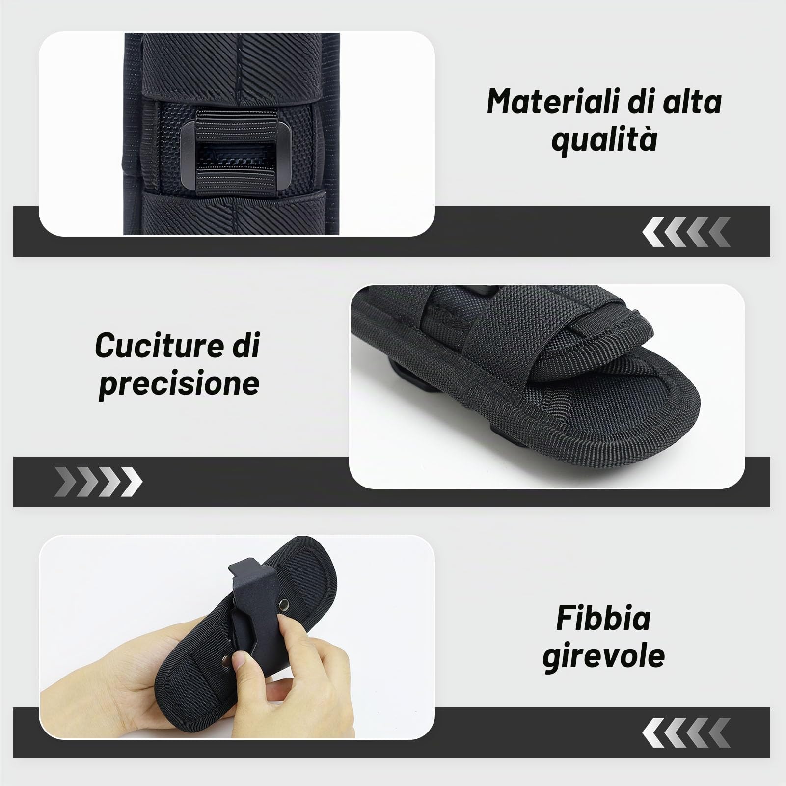 Custodia per Torcia Tascabile Girevole a 360 Gradi Con Clip per Cintura, Supporto Tattico per Attività All'aperto, Escursionismo, Caccia, Campeggio, Copertura in Nylon
