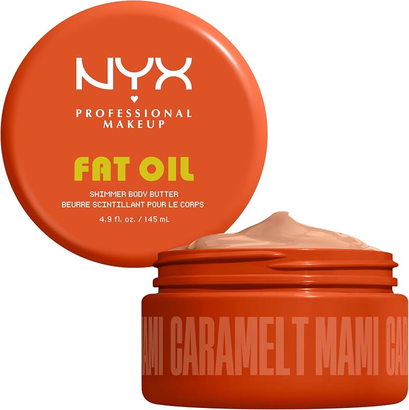 NYX Body Butter, Fat Oil Whipped Body Moisturiser - Caramelt Mami, Golden Warm Glow Finish, 24hr Hydration with Shea Butter & Avocado Oil, Fast Absorbing, Vegan