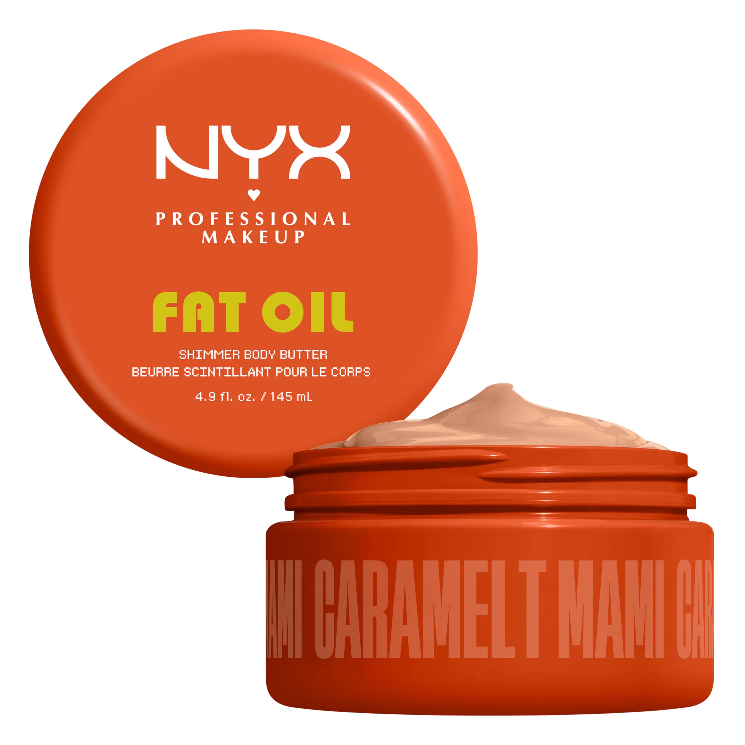NYX Body Butter, Fat Oil Whipped Body Moisturiser - Caramelt Mami, Golden Warm Glow Finish, 24hr Hydration with Shea Butter & Avocado Oil, Fast Absorbing, Vegan