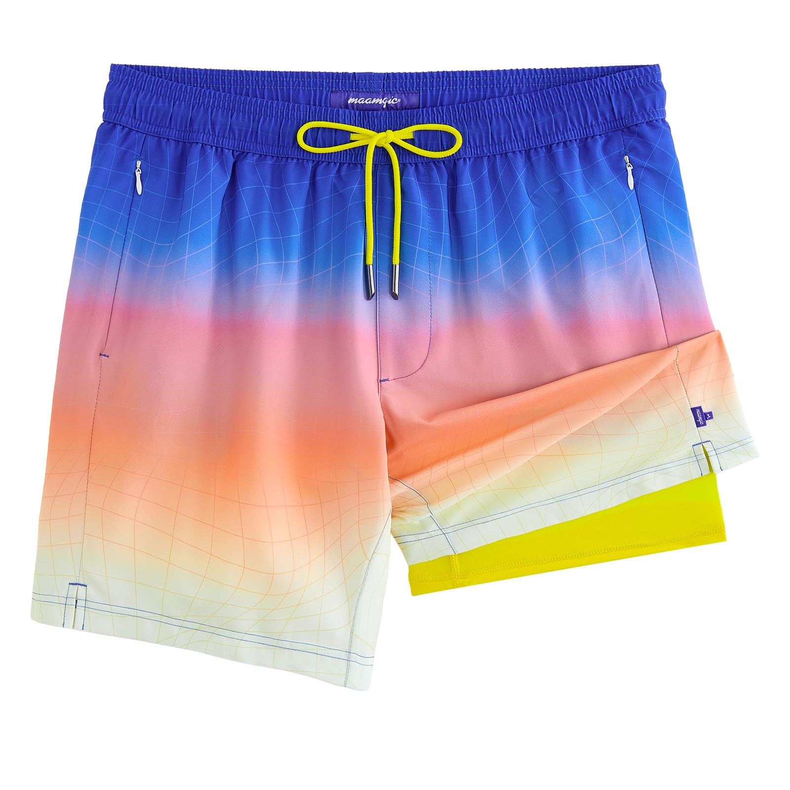 maamgic 2 in 1 Mens Swim Trunks 7 Inch Swim Shorts Swim Suits Board Shorts
