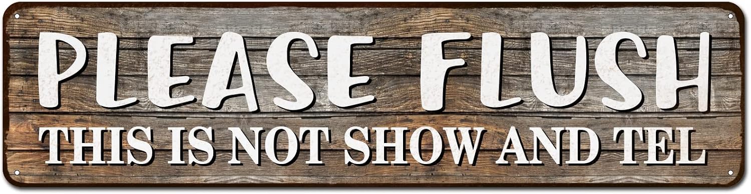 Please Flush Sign Funny Bathroom Metal Wall Decor 4x16 Inch