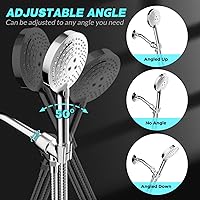 Vista 3 de Soporte de Cabezal de Ducha para Duchas de Mano, Montura de Brazo de Ducha Ajustable con Junta Esférica Giratoria, Soporte Premium de ABS, Conecta