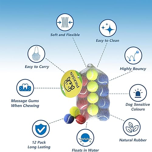 Miniatura 6 de 1.5" Small Tennis Balls for Dogs - Cat Toy 3 Colours and Pack of 12 Mini Tennis Balls for Small Dogs