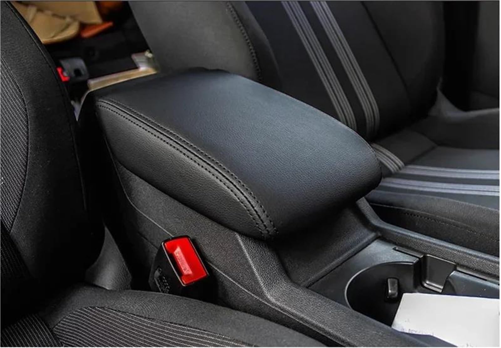 Funda Cuero Para Reposabrazos Coche Accesorios Para Tiguan Para MK1 2007 2008 2009 2010 2011 2012 2013 2014 Para coche(rojo)