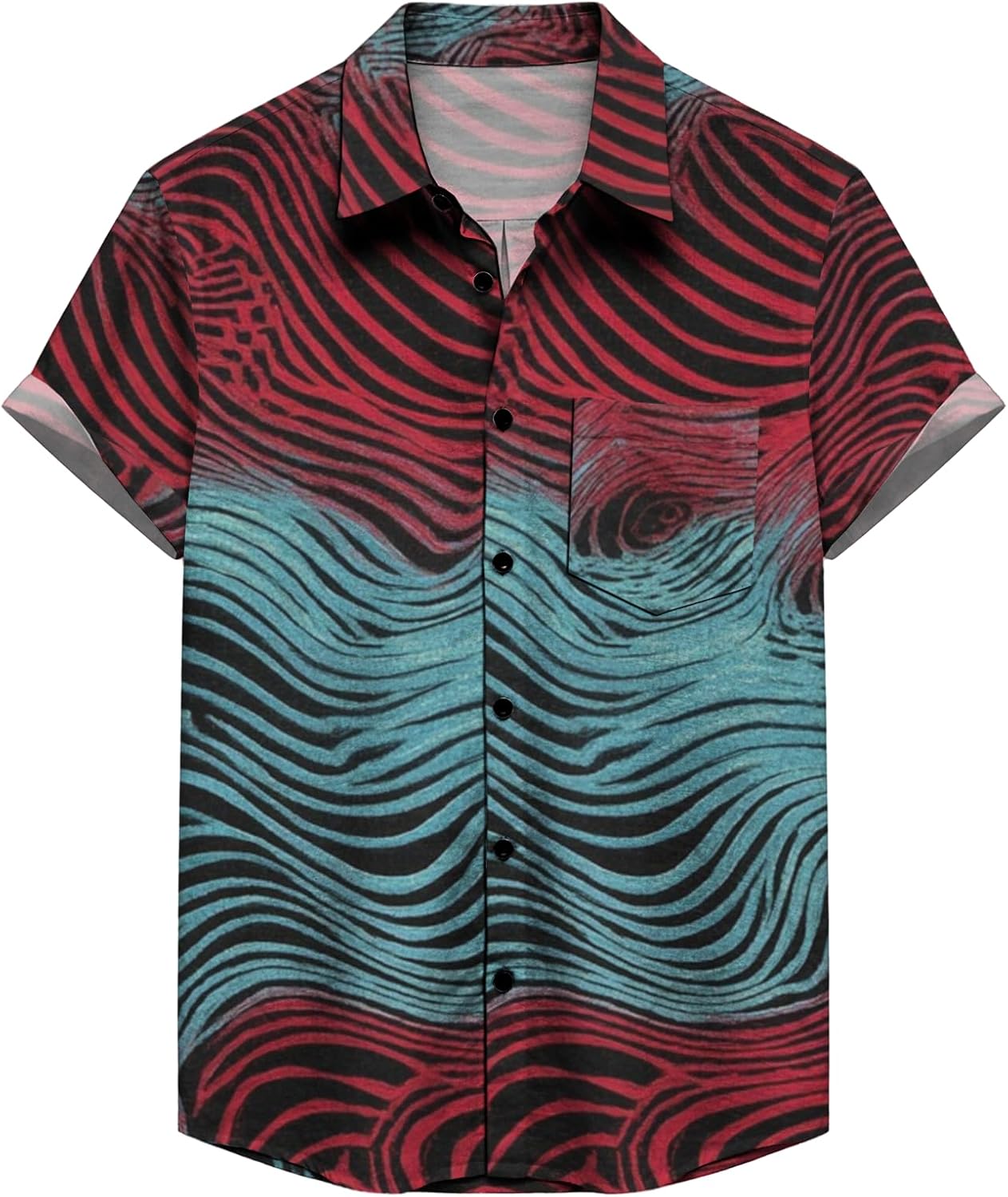 Mens Short Sleeve Button Down Shirts Summer Hawaiian Beach Vacation Breathable Lightweight Casual Shirt