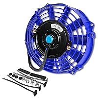 Vista 11 de DNA Motoring Ventilador de radiador delgado de refrigeración eléctrica de alto rendimiento de 10 pulgadas con kit de montaje, azul, RAF-10-BL+FMK