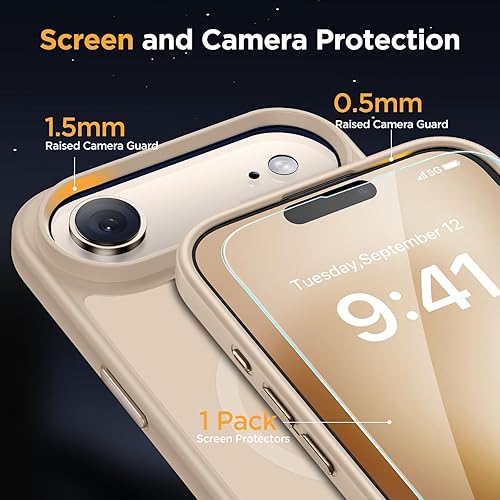 Miniatura 701 de Miracase - Funda magnética para iPhone 13 de 6.1 pulgadas (compatible con MagSafe) (con 2 protectores de pantalla), protección de grado militar