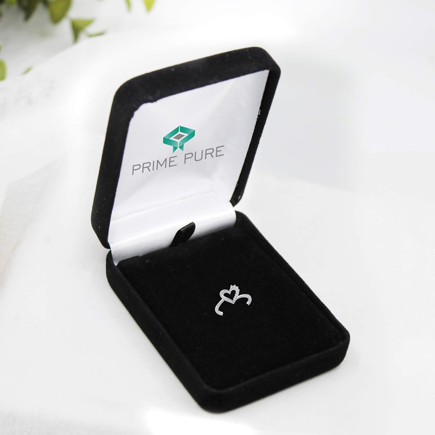 Open Heart Pave Wave Ring 1/10 Carat tw Cubic Zirconia in 925 Sterling Silver