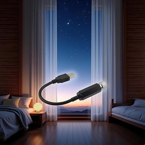 Miniatura 2 de Mini proyector de estrellas LED de luz nocturna, luces interiores de coche azul violeta, luz nocturna USB ajustable, lámpara de techo romántica para