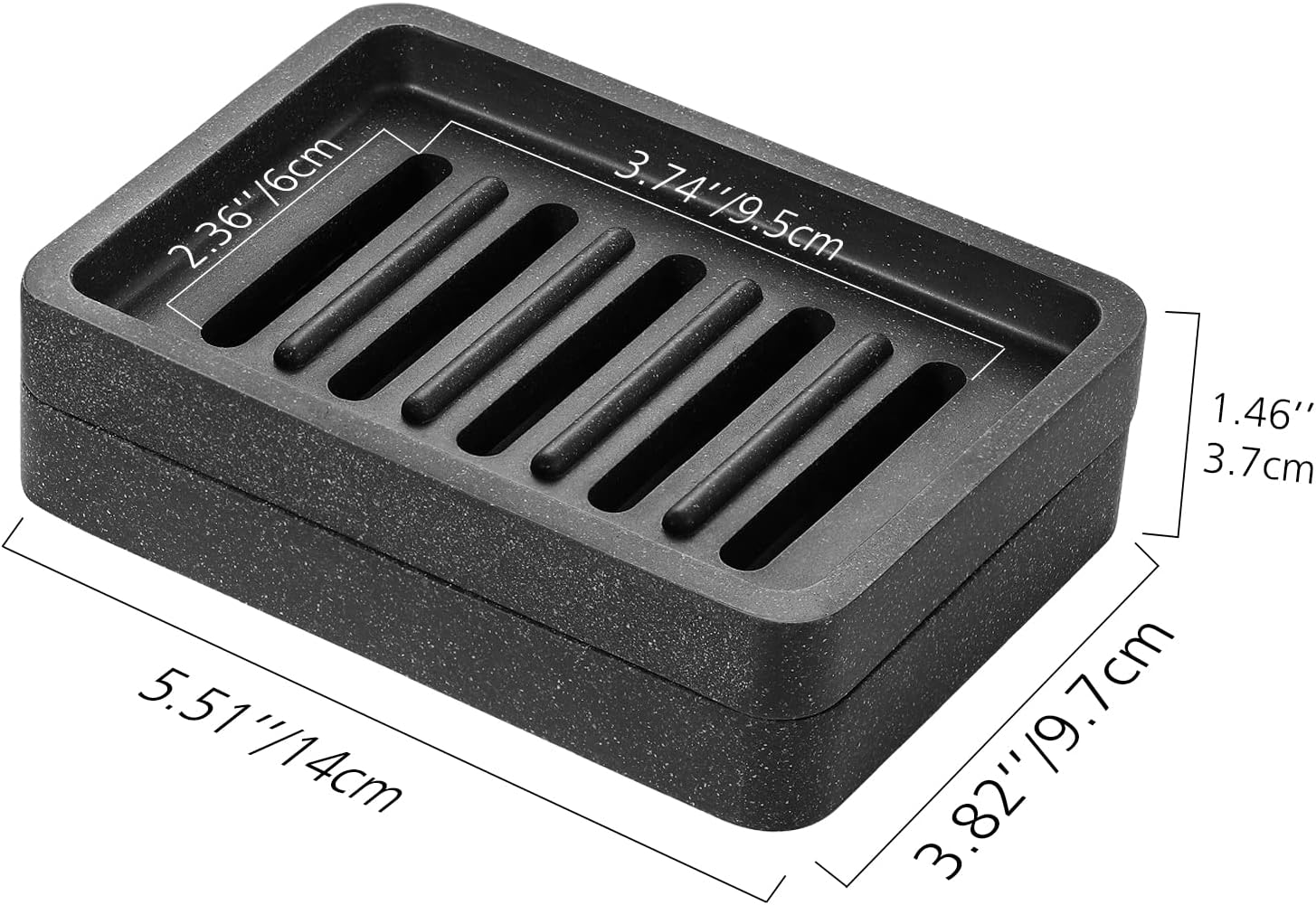 Lewondr Soap Dish Holder, Double Layer Draining Soap Tray, Bathroom Kitchen Sink Countertop Soap Holder, Drainer Soap Dish Holder, Gravel Black