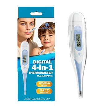 4-in-1 Digital Thermometer for Oral, Armpit & Rectal Use for Infants, Toddlers, Kids, Plus Basal Thermometer for Women, 0.01F Accurate Temperature Check, Includes Carrying Case for Storage