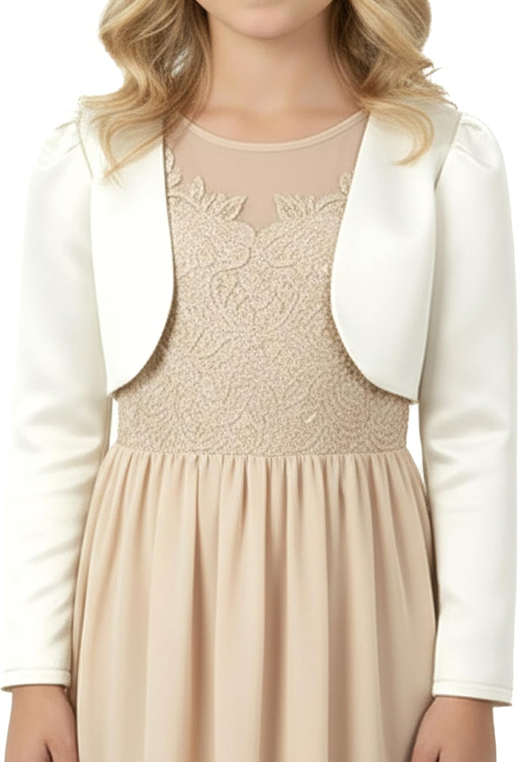 BlackButterfly Kids Satin Long Sleeve Bolero Childrens Girls Shrug