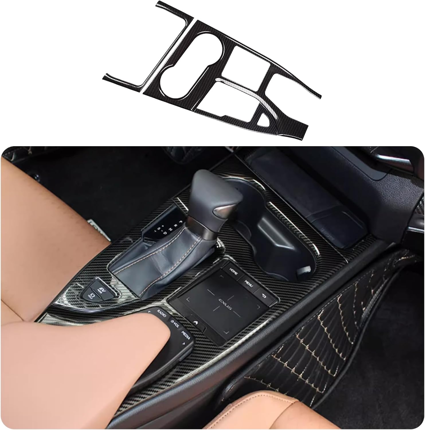 Car Accessories Fit for Lexus UX 200 250h UX200 UX250h 2019-2022 Gear Shift Knob Console Panel Trims Cover (Carbon Fiber) 3PCS Stainless Steel