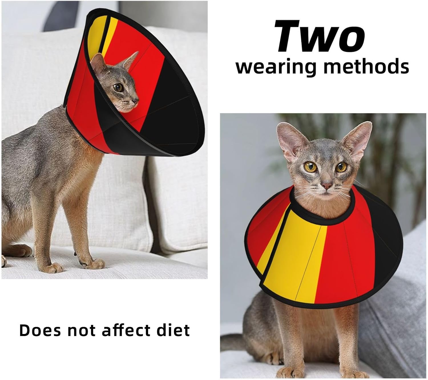 Custom Pet Cones - Unique Design Cat & Dog Cone, Collar for Post-Surgery Recovery, Adjustable Neck German Flag Large