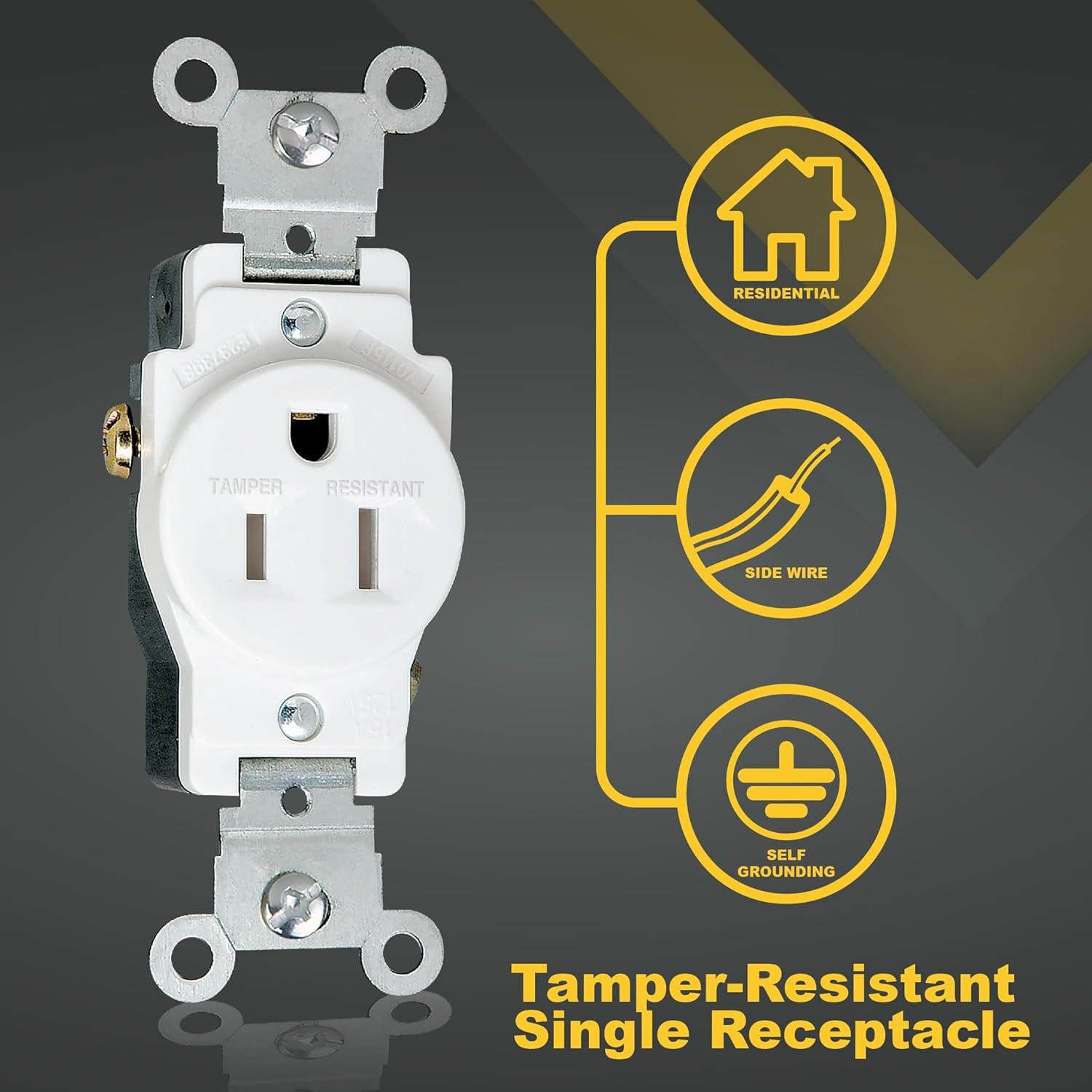 3115N 接地形2P 15A 125V フランジインレット (ナイロンケース) | アメリカン電機株式会社 Faith Faith 15A/125V 商用グレード 3-プロング 不正開封防止 シングルコンセントコンセント ホワイト TR115R-WH、