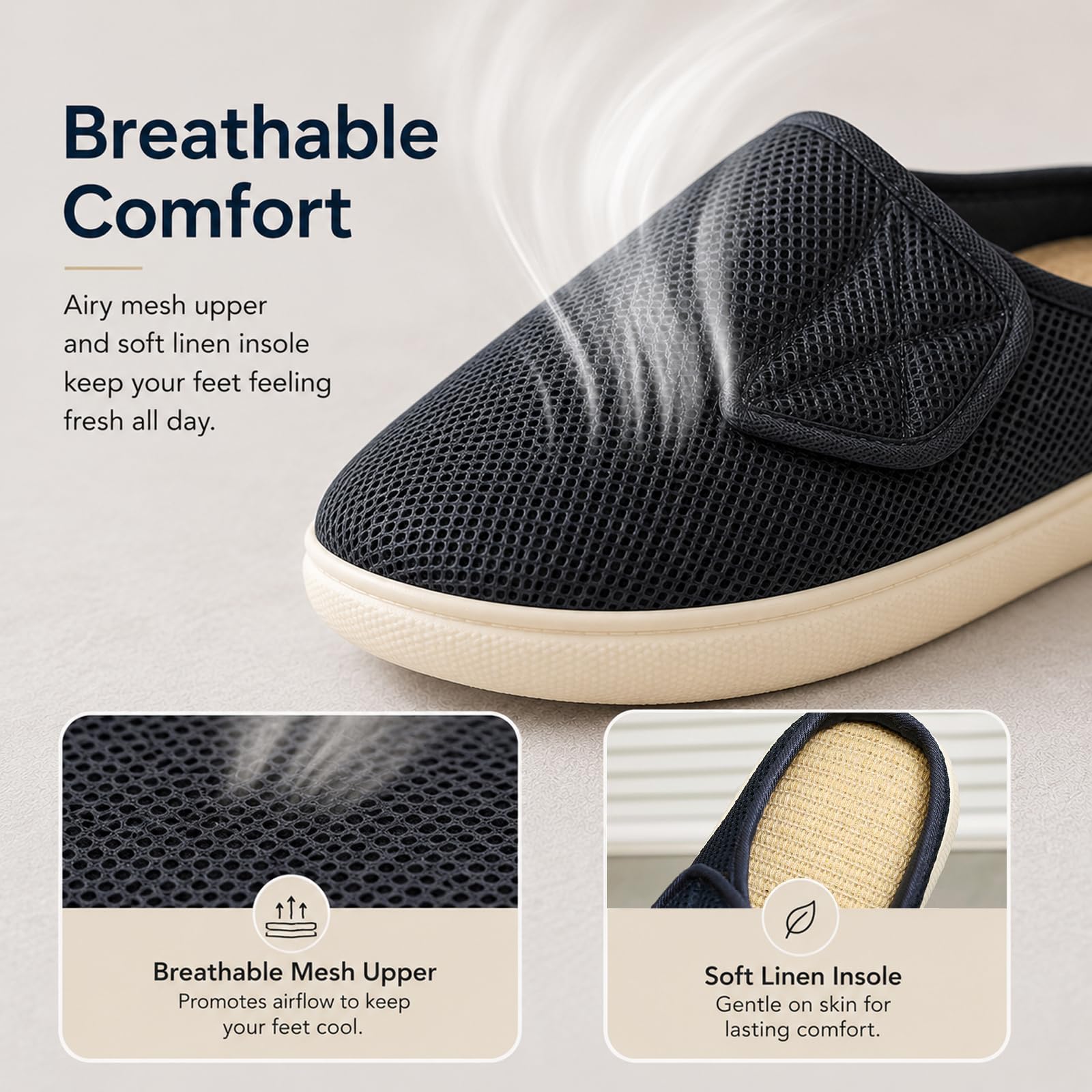 Sandali da Donna Uomo con Maglia Traspirante Sandali Leggeri Fascia Regolabile Confortevole Antiscivolo per Camera da Letto Soggiorno