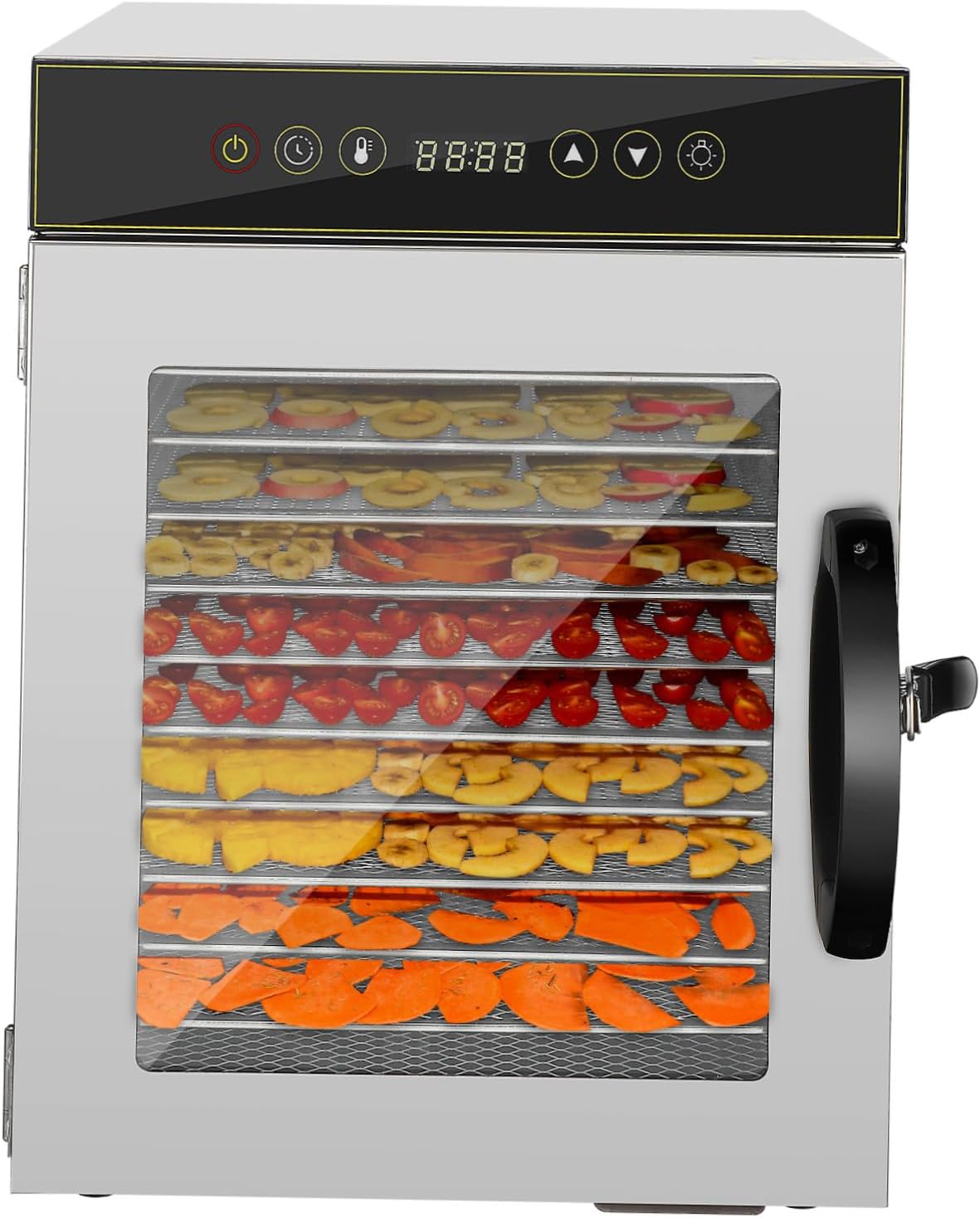 Tray Stainless Steel Food Dehydrator Machine with Timer Temperature Control Large Capacity Dryer for Jerky Fruit Meat Seafood Household and Commercial Use with US Plug