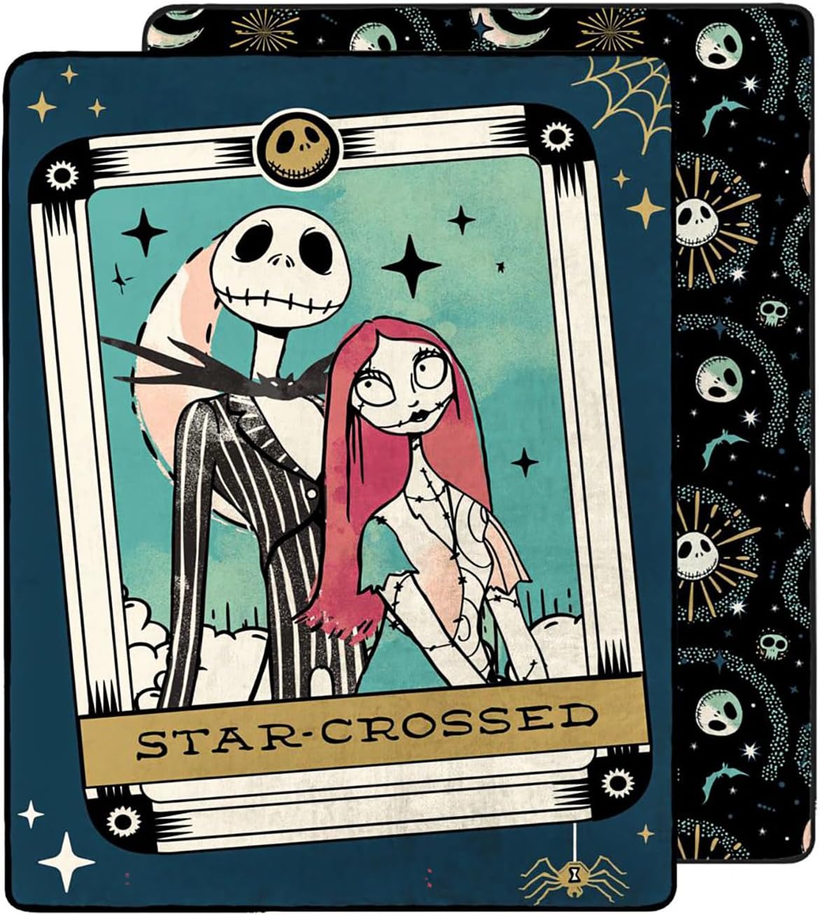 Disney Nightmare Before Christmas Blanket Star Crossed Tarot Card Reversible Throw