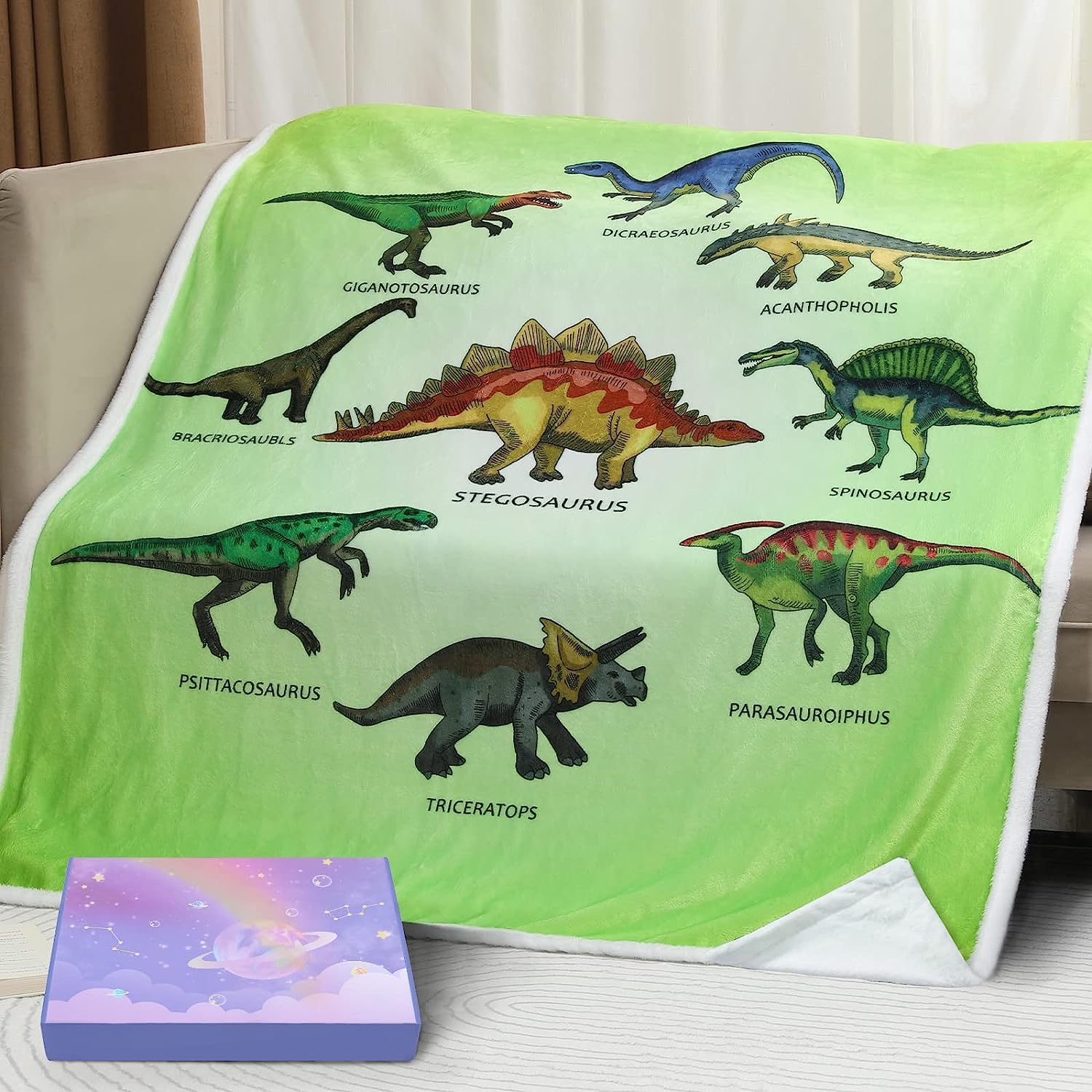 Anamee Dinosaur Blanket for Kids, Dinosaur Room Decor for