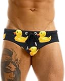 MIZOK Men's Sexy Cartoon Print Swim Bikini Low Rise Surfing Briefs Quick Dry Swimsuit Swimwear Short