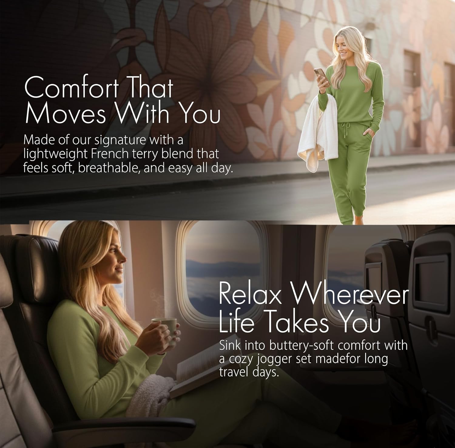 Blush by Us Angels 2 Piece Jogger Lounge Set for Women | Women's Travel Sweatsuit - Lightweight, Cozy Loungewear - Image 5