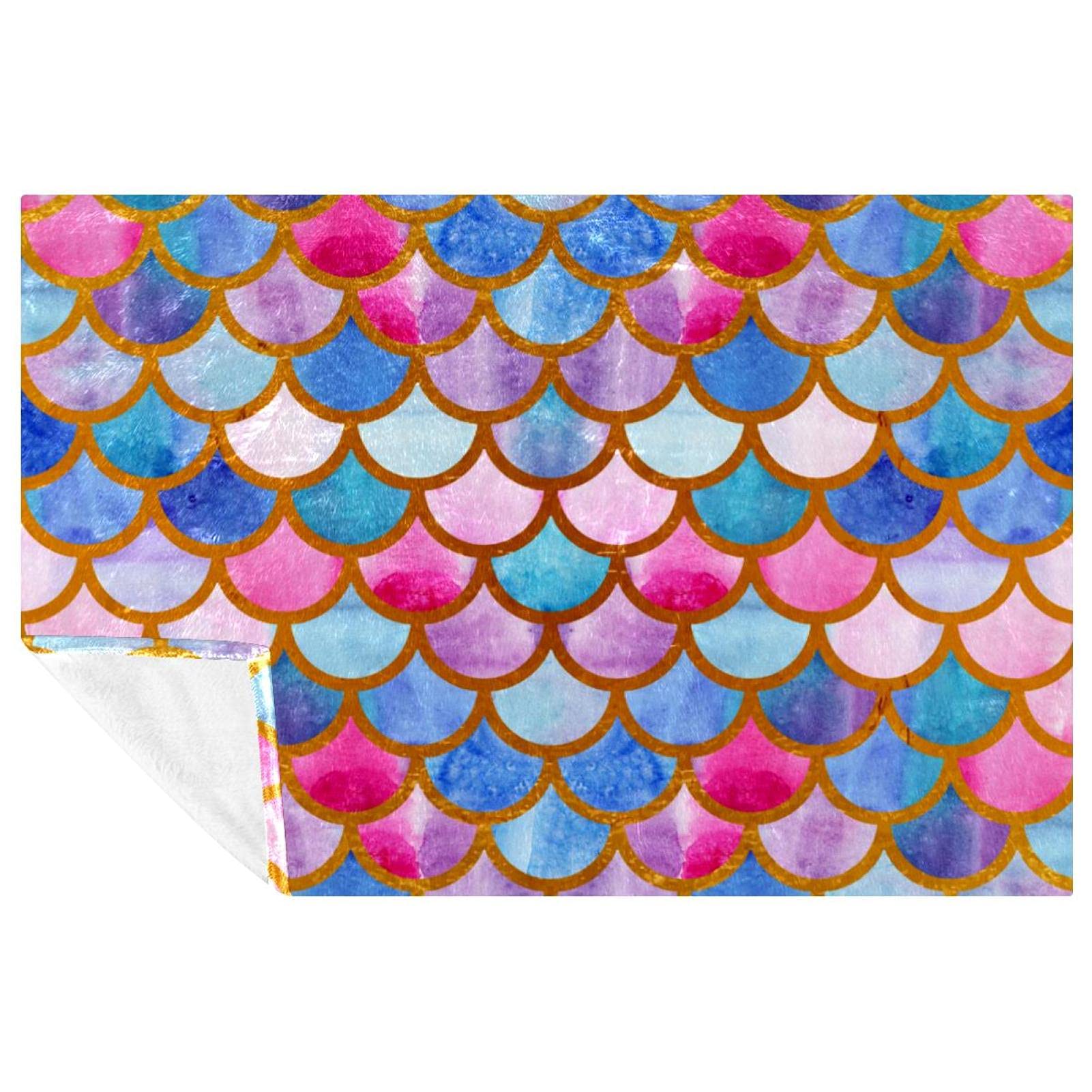 Couverture sirène chaude et douce grand plaid imprimé multicolore