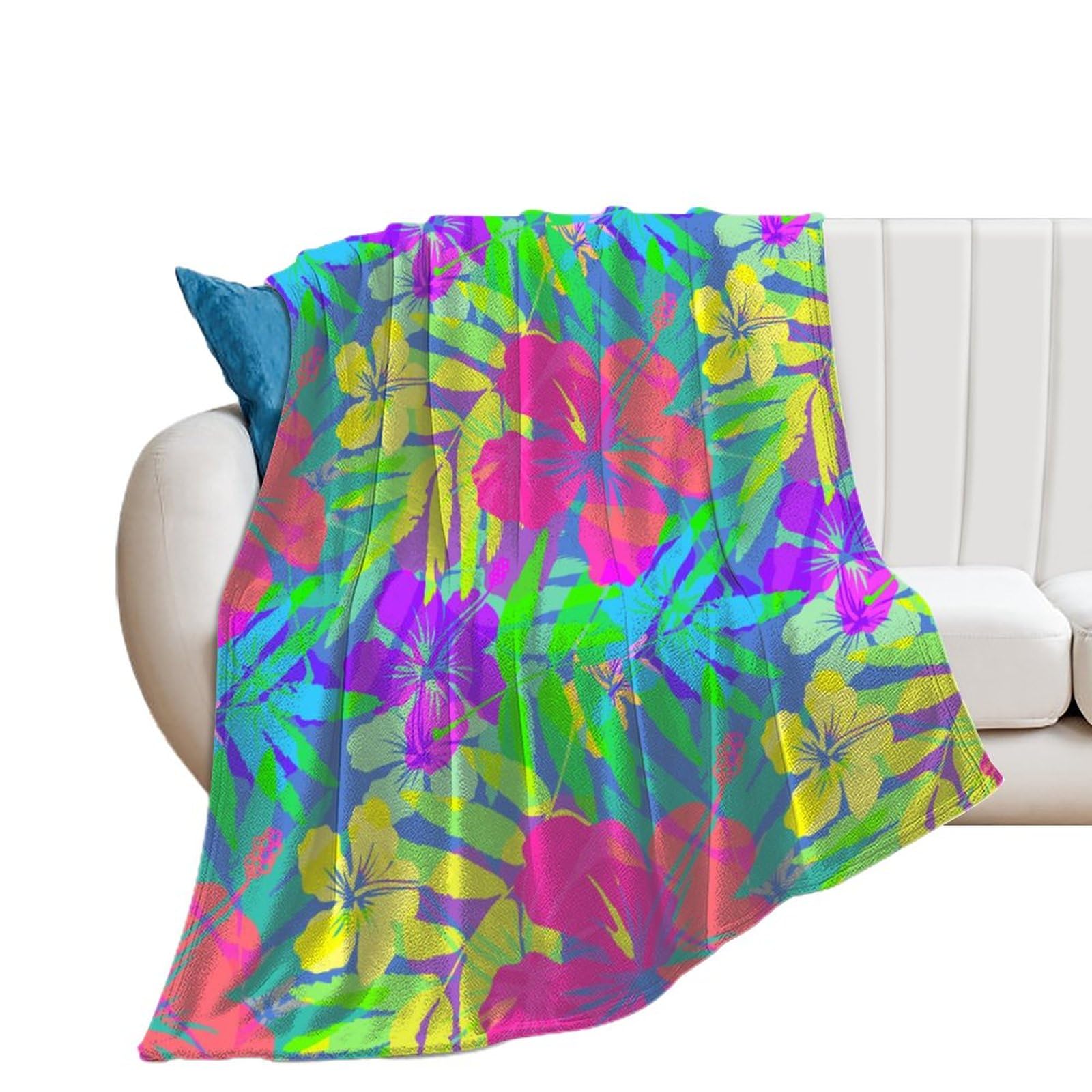 Couverture polaire fleur anti-frissons en flanelle douce pour réchauffer vos soirées canapé