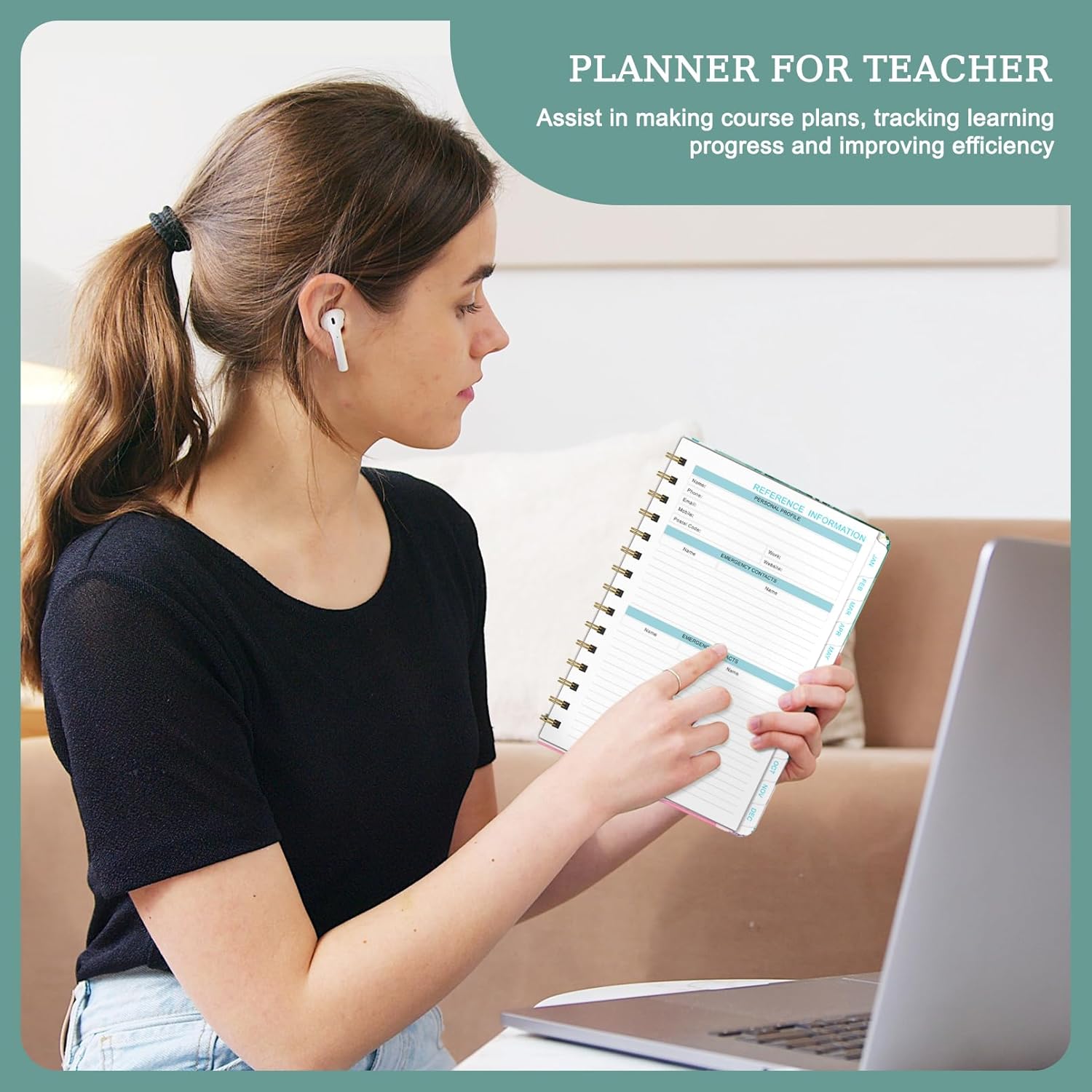 2025 Planner- Weekly and Monthly Planner, January 2025 - December 2025, Spiral Bound Hardcover Calendar Planner Book with Tabs, Inner Pocket, Perfect for School Supplies Office Home , A5 (6.3" x 8.5"), Green image 6 of 7 B0DHJFCLHG